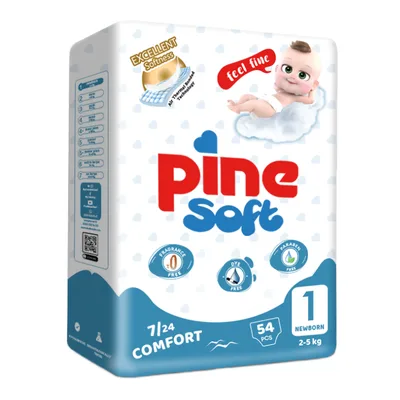 Scutece pentru nou nascut Soft, 2-5 kg, 81 bucati, PINE