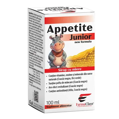 Sirop cu miere pentru cresterea poftei de mancare Appetite Junior 100ml, FarmaClass
