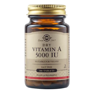 Vitamina A uscata 5000 UI, 100 tablete, Solgar
