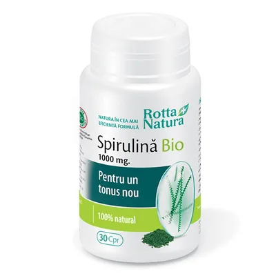 Spirulina Bio, 1000 mg, 30 comprimate, Rotta Natura