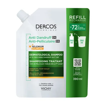 Rezerva Eco Sampon anti-matreata pentru par uscat Dercos, 390ml, Vichy