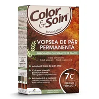 Vopsea de par fara amoniac, fara silicon, blond teracota, 7C, Color&Soin